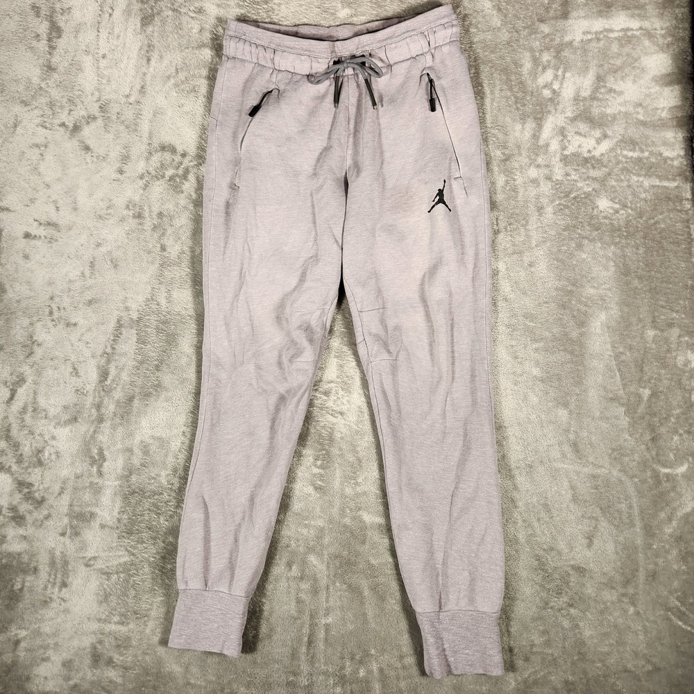 Jordan Joggers Mens Medium Grey Excellent Fleece Zipper Pockets Sweatpants